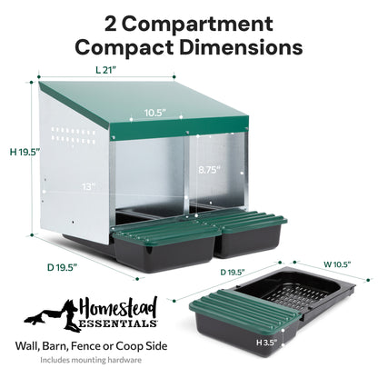 2 Compartment Roll Out Chicken Nesting Box with Compact Trays/Lids