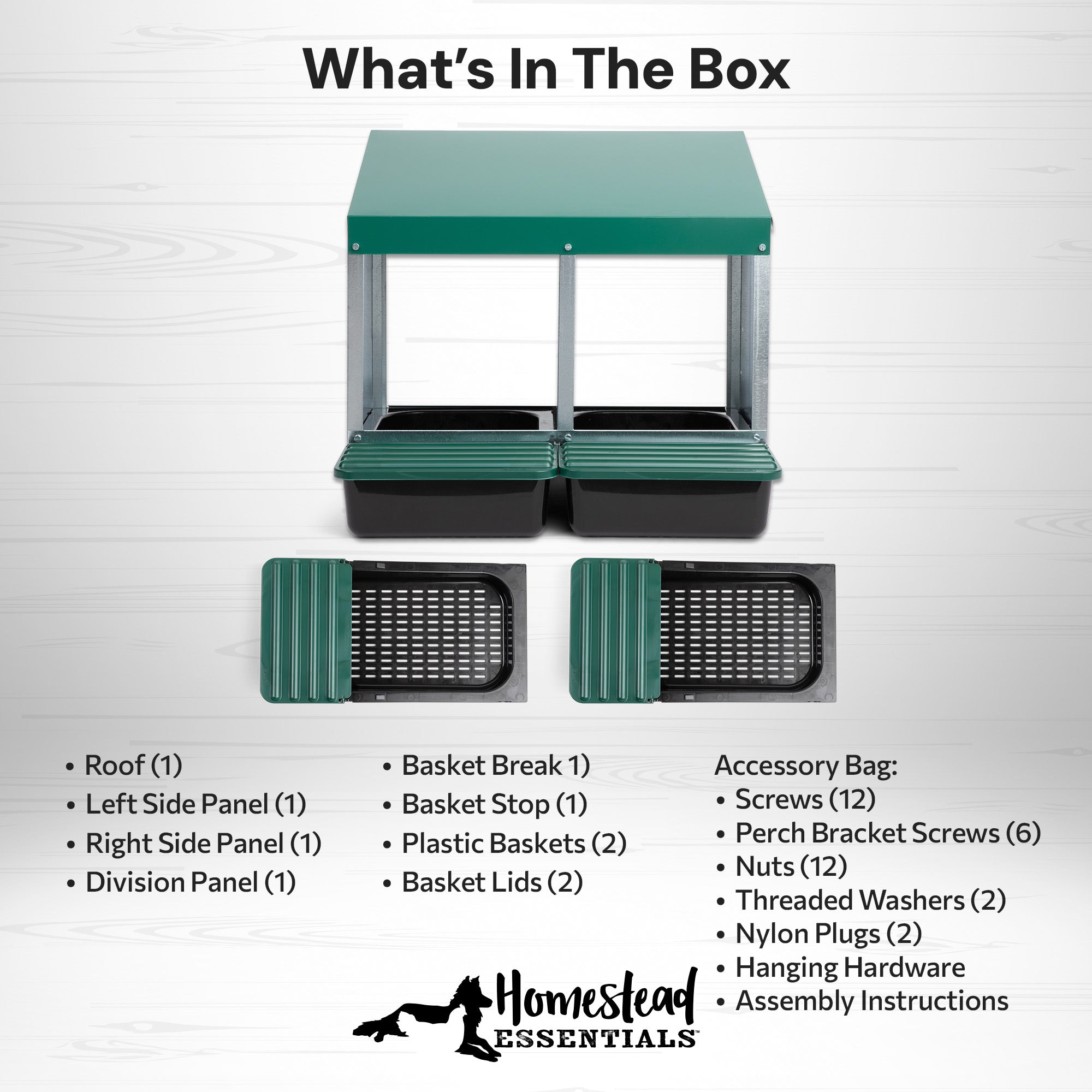 2 Compartment Roll Out Chicken Nesting Box with Compact Trays/Lids