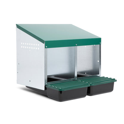 2 Compartment Roll Out Chicken Nesting Box with Compact Trays/Lids