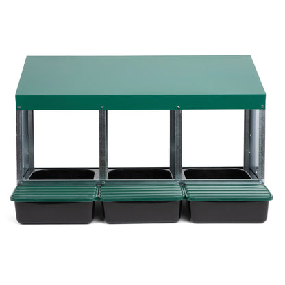 3 Compartment Roll Out Chicken Nesting Box with Compact Trays/Lids