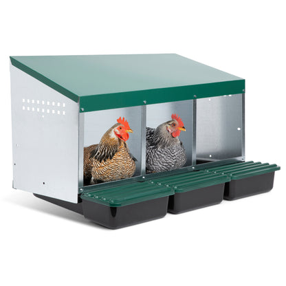 3 Compartment Roll Out Chicken Nesting Box with Compact Trays/Lids