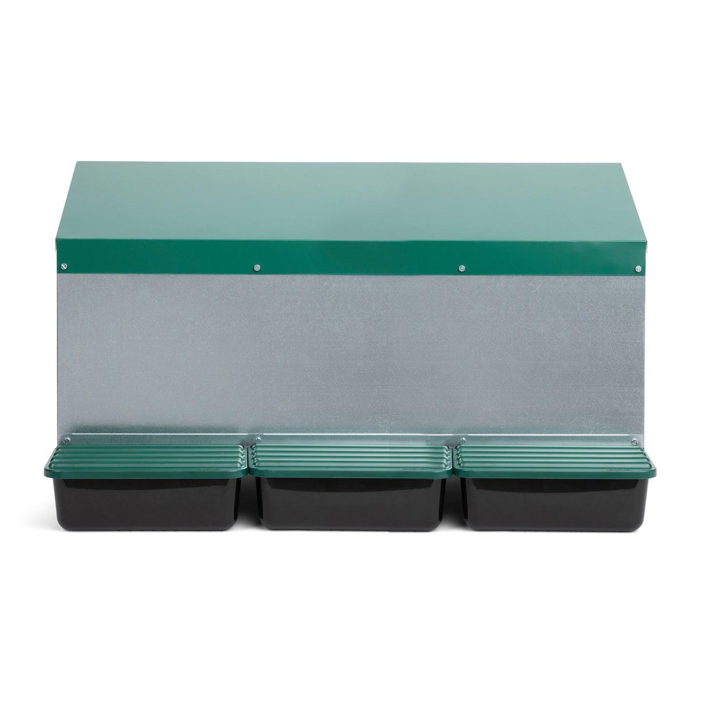 3 Compartment Reverse Roll Out Chicken Nesting Box with Compact Trays/Lids & Wood Perches