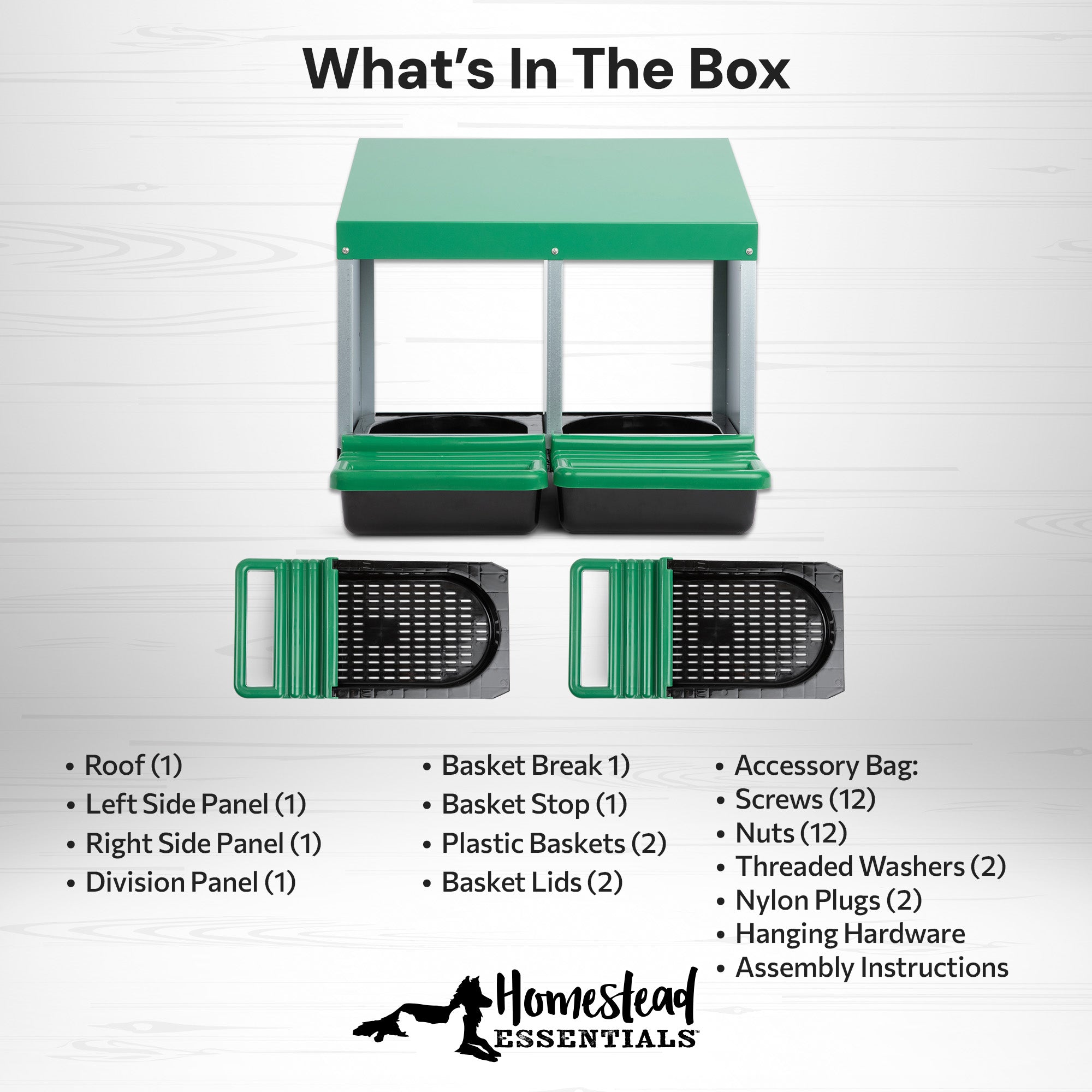 2 Compartment Roll Out Chicken Nesting Box with Classic Trays/Lids