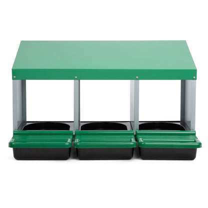 3 Compartment Roll Out Chicken Nesting Box with Classic Trays/Lids